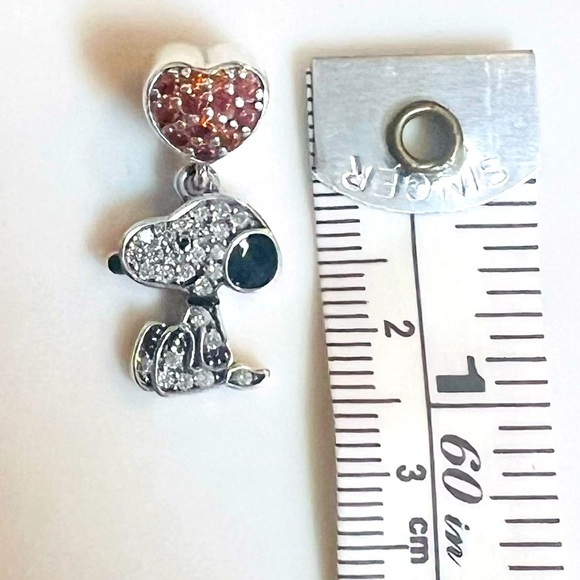 Peanuts Snoopy Dog Heart Dangle Charm Sterling Silver 925 NWOT - Picture 6 of 6